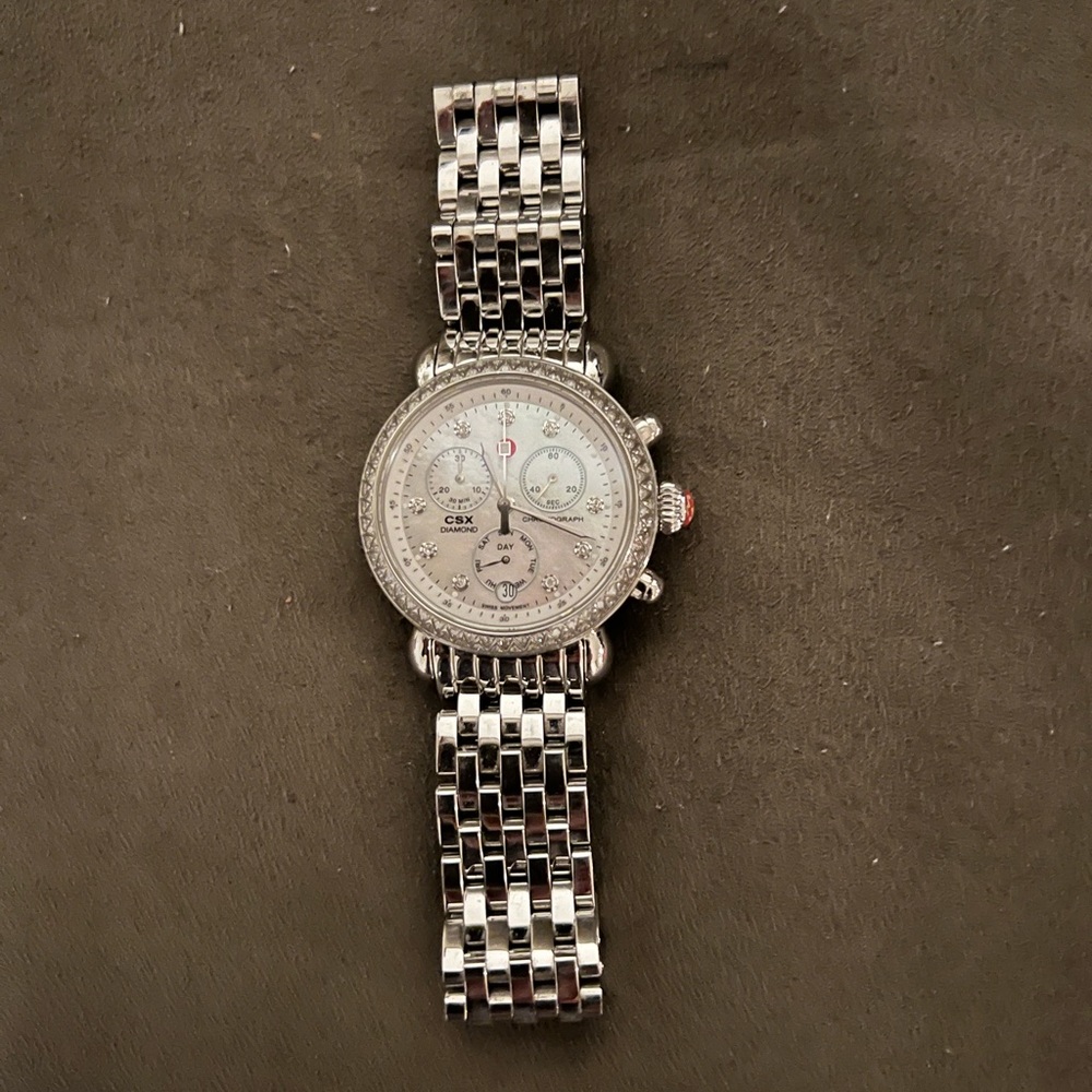 Michele watch silver with diamonds